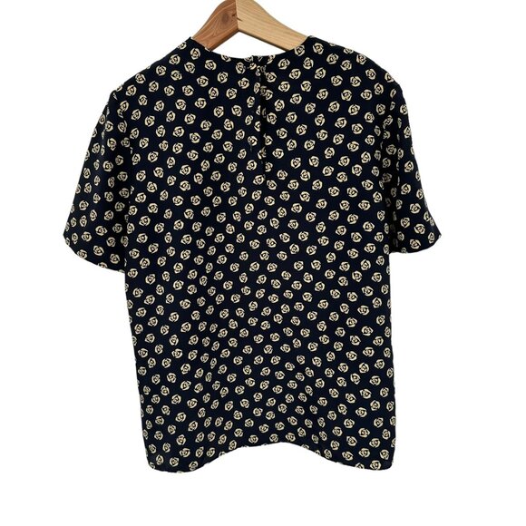 Le Suit Floral Print Pleat Maxi Skirt Set Size 8 Navy & Cream Vintage 1980s - Picture 2 of 11